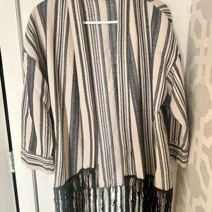 Striped Fringe Cardigan Zara